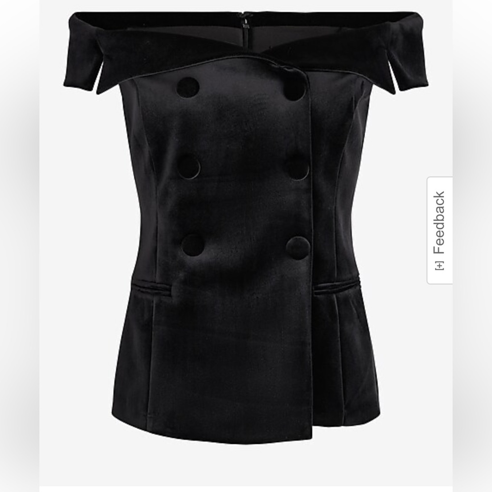 NEW Express Black Velvet off the shoulder faux double breasted vest sizes XS ,L - Picture 1 of 16